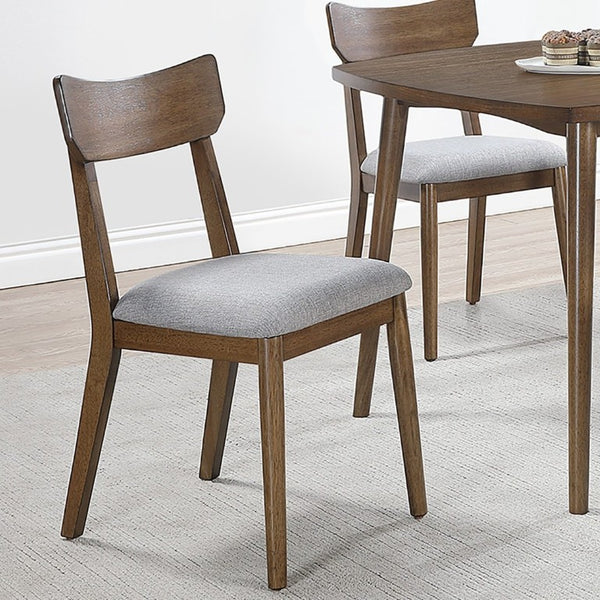 English Elm Walnut Finish Upholstered Dining Side Chairs Set of Two with Curved Back and Foam Cushion B011P565617