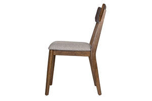 English Elm Walnut Finish Upholstered Dining Side Chairs Set of Two with Curved Back and Foam Cushion B011P565617