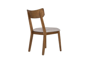 English Elm Walnut Finish Upholstered Dining Side Chairs Set of Two with Curved Back and Foam Cushion B011P565617