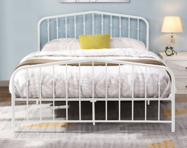 English Elm Black Victorian Arc Scrollwork Metal Platform Bed Ornate Wrought Iron Full Frame White B011P565621