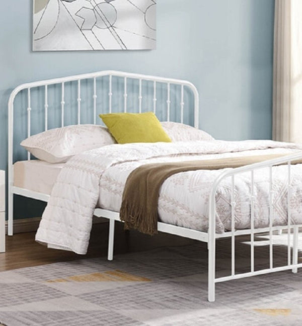 English Elm Black Victorian Arc Scrollwork Metal Platform Bed Ornate Wrought Iron Full Frame White B011P565621
