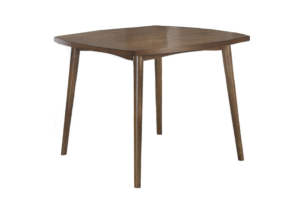 English Elm 1Pc Square Rubberwood Dining Table Walnut Finish Tapered Legs Transitional Compact B011P565625