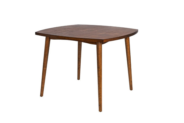English Elm 1Pc Square Rubberwood Dining Table Walnut Finish Tapered Legs Transitional Compact B011P565625