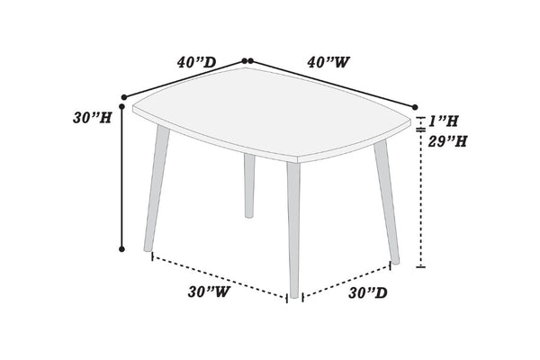 English Elm 1Pc Square Rubberwood Dining Table Walnut Finish Tapered Legs Transitional Compact B011P565625