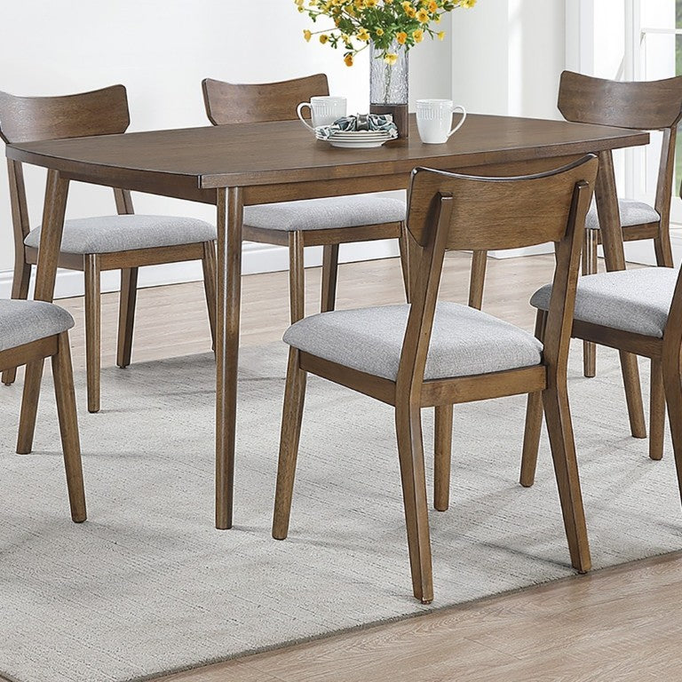 English Elm 1Pc Walnut Finish Rectangular Dining Table Rubberwood Legs Seats Six Transitional B011P565629
