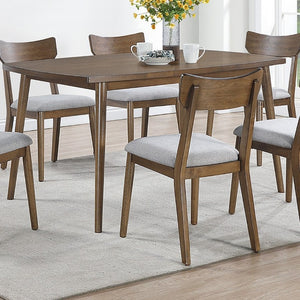 English Elm 1Pc Walnut Finish Rectangular Dining Table Rubberwood Legs Seats Six Transitional B011P565629