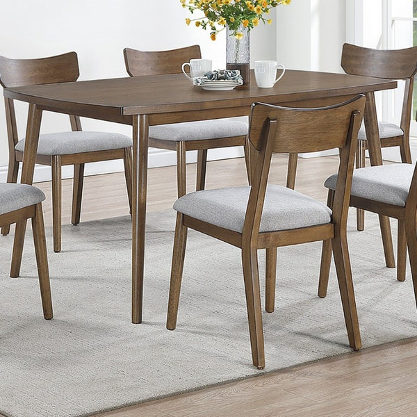 English Elm 1Pc Walnut Finish Rectangular Dining Table Rubberwood Legs Seats Six Transitional B011P565629