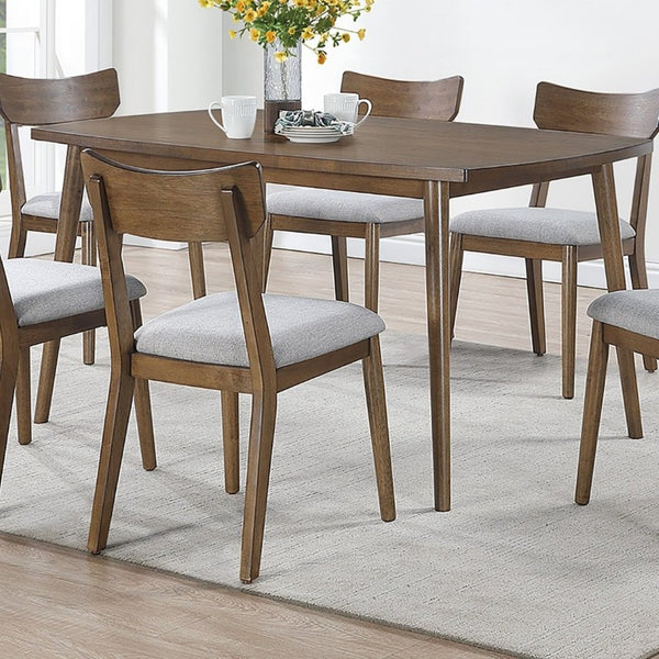 English Elm 1Pc Walnut Finish Rectangular Dining Table Rubberwood Legs Seats Six Transitional B011P565629