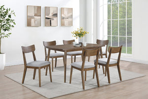 English Elm 1Pc Walnut Finish Rectangular Dining Table Rubberwood Legs Seats Six Transitional B011P565629