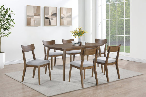 English Elm 1Pc Walnut Finish Rectangular Dining Table Rubberwood Legs Seats Six Transitional B011P565629