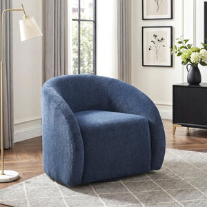 English Elm Luxury Barrel Swivel Accent Chair Microfiber Upholstered with Pocket Coil Foam Seating Blue B011P566907