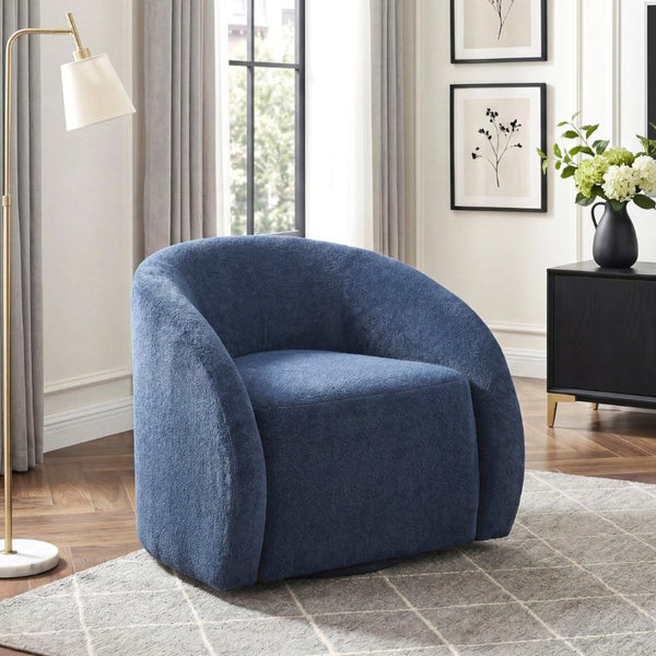 English Elm Luxury Barrel Swivel Accent Chair Microfiber Upholstered with Pocket Coil Foam Seating Blue B011P566907