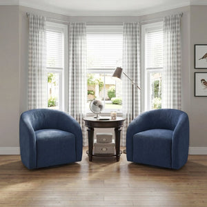 English Elm Luxury Barrel Swivel Accent Chair Microfiber Upholstered with Pocket Coil Foam Seating Blue B011P566907