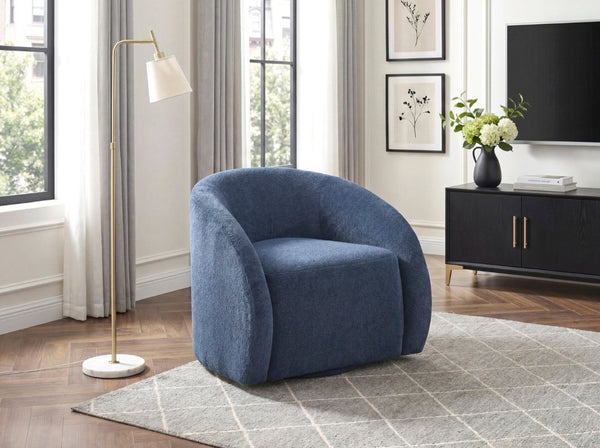 English Elm Luxury Barrel Swivel Accent Chair Microfiber Upholstered with Pocket Coil Foam Seating Blue B011P566907