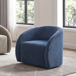 English Elm Luxury Barrel Swivel Accent Chair Microfiber Upholstered with Pocket Coil Foam Seating Blue B011P566907