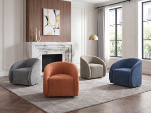 English Elm Luxury Barrel Swivel Accent Chair Microfiber Upholstered with Pocket Coil Foam Seating Blue B011P566907