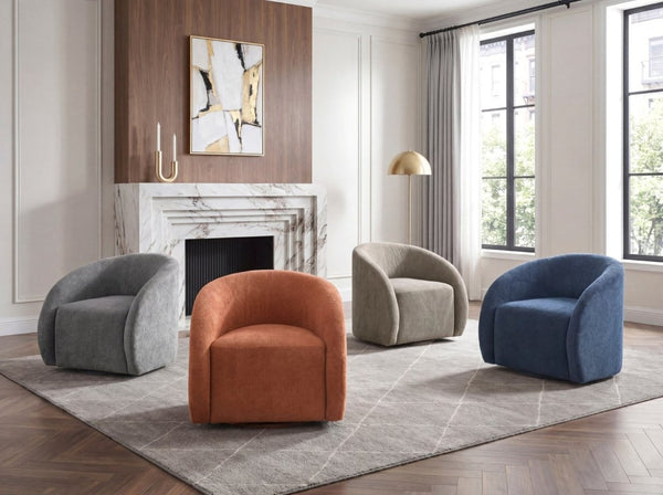 English Elm Luxury Barrel Swivel Accent Chair Microfiber Upholstered with Pocket Coil Foam Seating Blue B011P566907