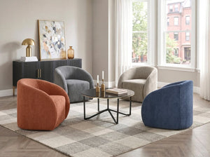 English Elm Luxury Barrel Swivel Accent Chair Microfiber Upholstered with Pocket Coil Foam Seating Blue B011P566907