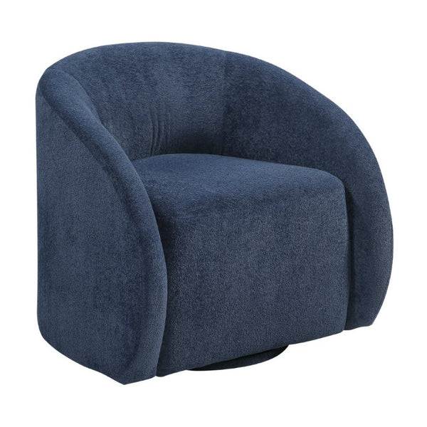 English Elm Luxury Barrel Swivel Accent Chair Microfiber Upholstered with Pocket Coil Foam Seating Blue B011P566907