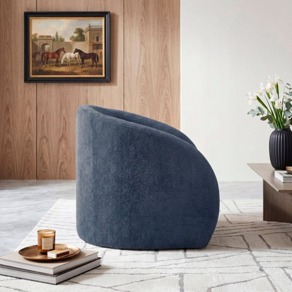 English Elm Luxury Barrel Swivel Accent Chair Microfiber Upholstered with Pocket Coil Foam Seating Blue B011P566907