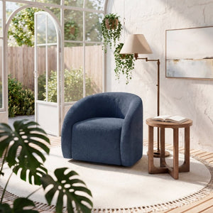 English Elm Luxury Barrel Swivel Accent Chair Microfiber Upholstered with Pocket Coil Foam Seating Blue B011P566907