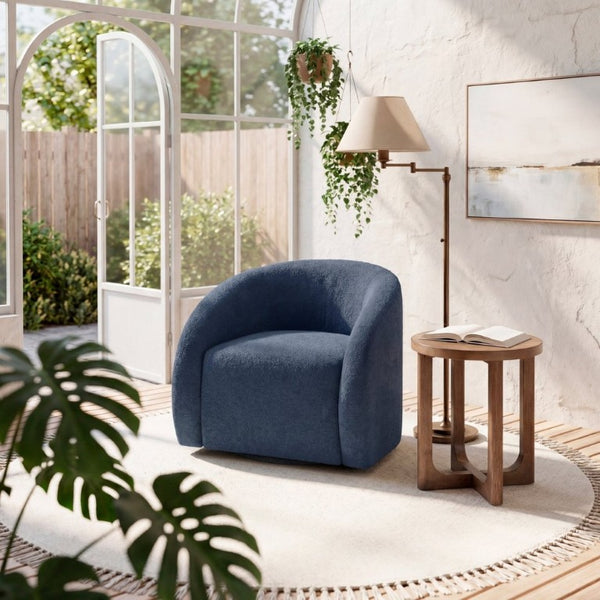English Elm Luxury Barrel Swivel Accent Chair Microfiber Upholstered with Pocket Coil Foam Seating Blue B011P566907