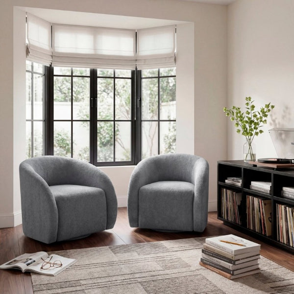 English Elm Luxury Barrel Swivel Accent Chair Microfiber Upholstered with Pocket Coil Foam Seating Dark Gray B011P566908