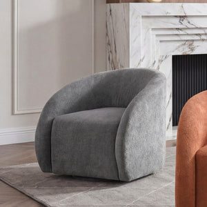 English Elm Luxury Barrel Swivel Accent Chair Microfiber Upholstered with Pocket Coil Foam Seating Dark Gray B011P566908