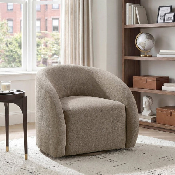 English Elm Luxury Barrel Swivel Accent Chair Microfiber Upholstered with Pocket Coil Foam Seating Grayish Brown B011P566909