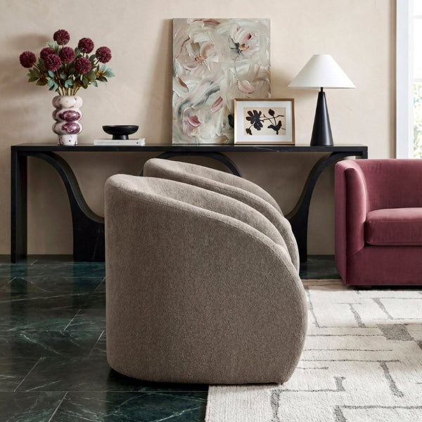 English Elm Luxury Barrel Swivel Accent Chair Microfiber Upholstered with Pocket Coil Foam Seating Grayish Brown B011P566909