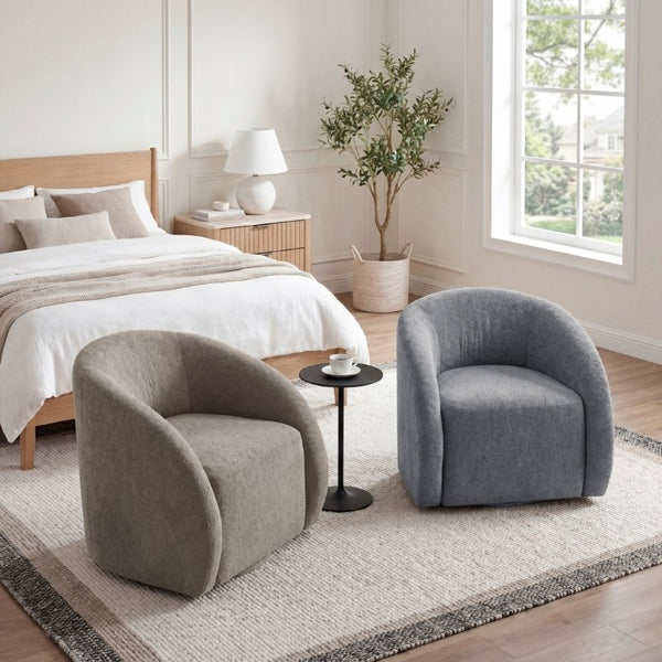 English Elm Luxury Barrel Swivel Accent Chair Microfiber Upholstered with Pocket Coil Foam Seating Grayish Brown B011P566909