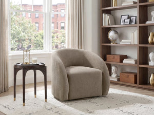 English Elm Luxury Barrel Swivel Accent Chair Microfiber Upholstered with Pocket Coil Foam Seating Grayish Brown B011P566909