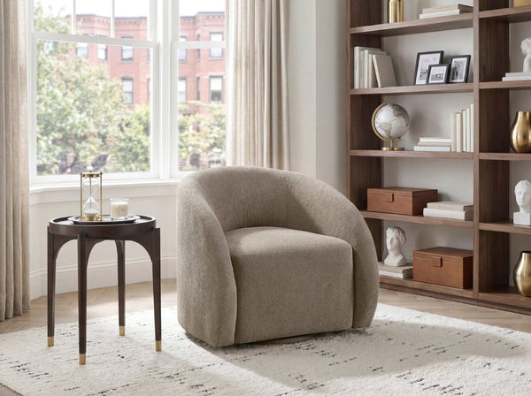 English Elm Luxury Barrel Swivel Accent Chair Microfiber Upholstered with Pocket Coil Foam Seating Grayish Brown B011P566909