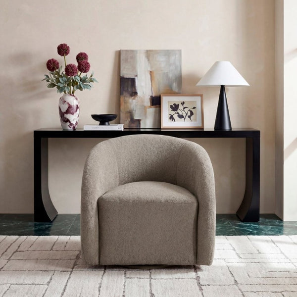 English Elm Luxury Barrel Swivel Accent Chair Microfiber Upholstered with Pocket Coil Foam Seating Grayish Brown B011P566909
