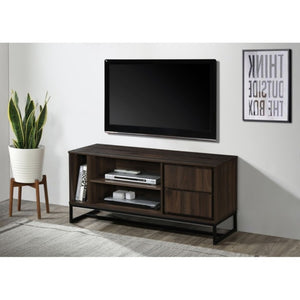 English Elm Mid-Century Modern Low Profile Media Console with Open Shelving and Enclosed Cabinet Dark Walnut B011P566910