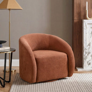 English Elm Luxury Barrel Swivel Accent Chair Microfiber Upholstered with Pocket Coil Foam Seating Rust B011P566911