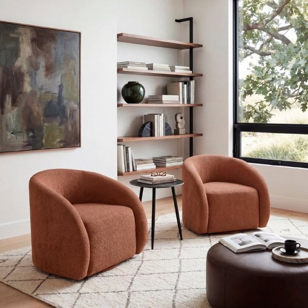 English Elm Luxury Barrel Swivel Accent Chair Microfiber Upholstered with Pocket Coil Foam Seating Rust B011P566911