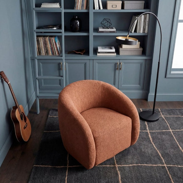 English Elm Luxury Barrel Swivel Accent Chair Microfiber Upholstered with Pocket Coil Foam Seating Rust B011P566911
