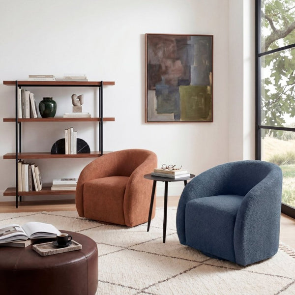 English Elm Luxury Barrel Swivel Accent Chair Microfiber Upholstered with Pocket Coil Foam Seating Rust B011P566911