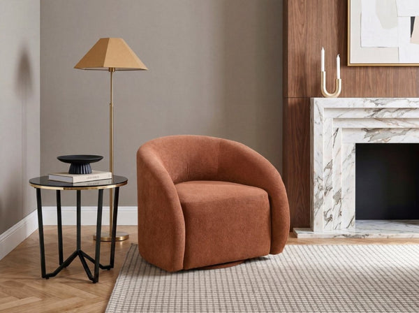 English Elm Luxury Barrel Swivel Accent Chair Microfiber Upholstered with Pocket Coil Foam Seating Rust B011P566911