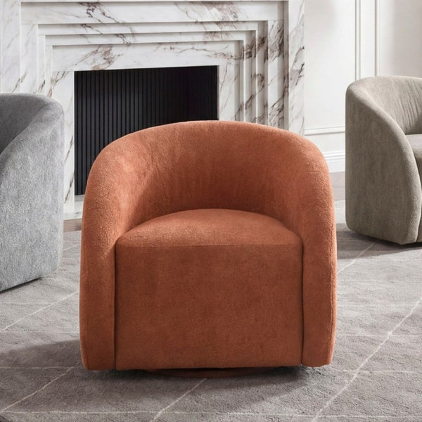 English Elm Luxury Barrel Swivel Accent Chair Microfiber Upholstered with Pocket Coil Foam Seating Rust B011P566911