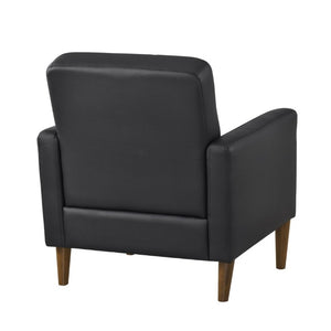 English Elm Modern Tufted Leather Armchair with Pocket Coil Support and Walnut Rubberwood Legs Black B011P566913