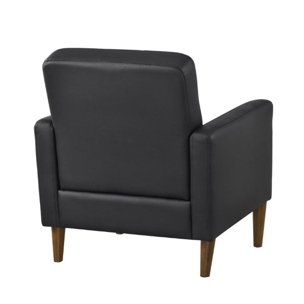 English Elm Modern Tufted Leather Armchair with Pocket Coil Support and Walnut Rubberwood Legs Black B011P566913