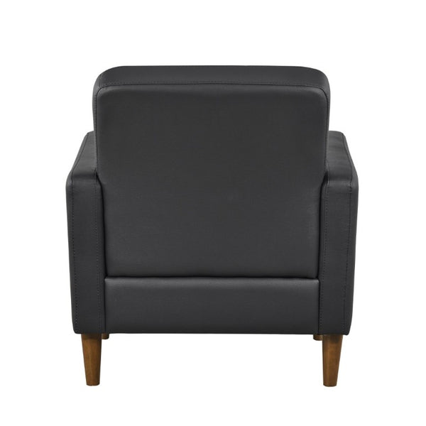 English Elm Modern Tufted Leather Armchair with Pocket Coil Support and Walnut Rubberwood Legs Black B011P566913