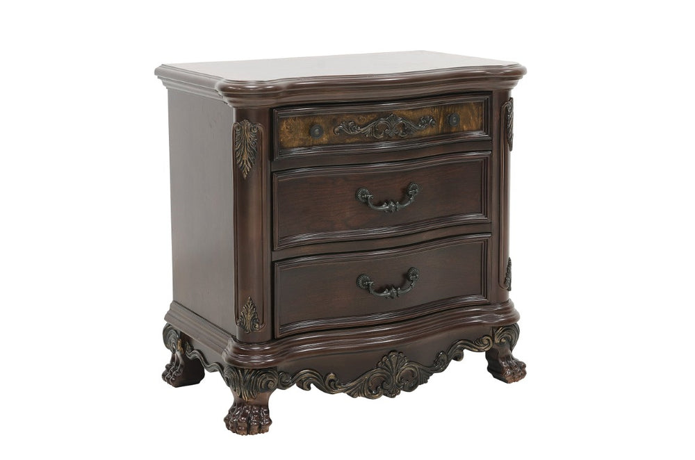 English Elm Nightstands Traditional Cherry Burl Veneer Set of 2 with Claw Feet and Dovetail Drawers B011P567004