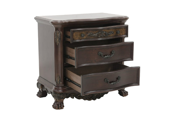 English Elm Nightstands Traditional Cherry Burl Veneer Set of 2 with Claw Feet and Dovetail Drawers B011P567004