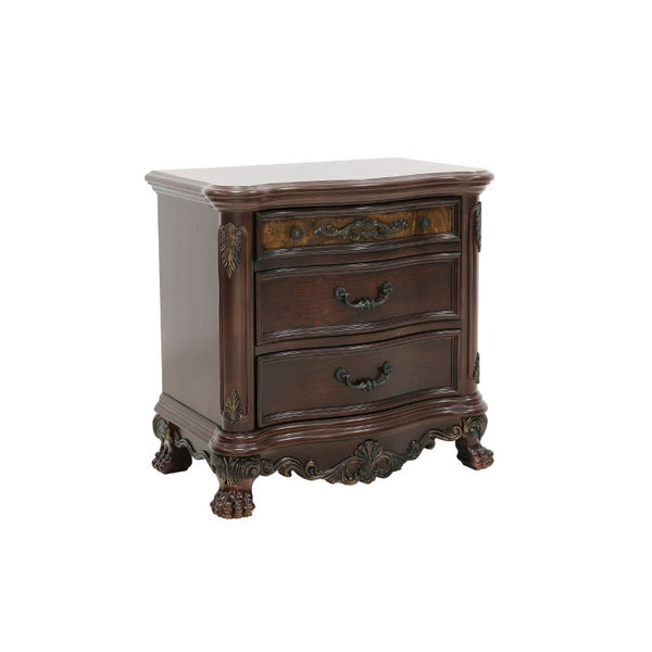 English Elm Nightstands Traditional Cherry Burl Veneer Set of 2 with Claw Feet and Gold Accents B011P567011