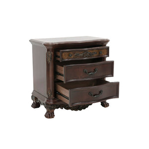 English Elm Nightstands Traditional Cherry Burl Veneer Set of 2 with Claw Feet and Gold Accents B011P567011