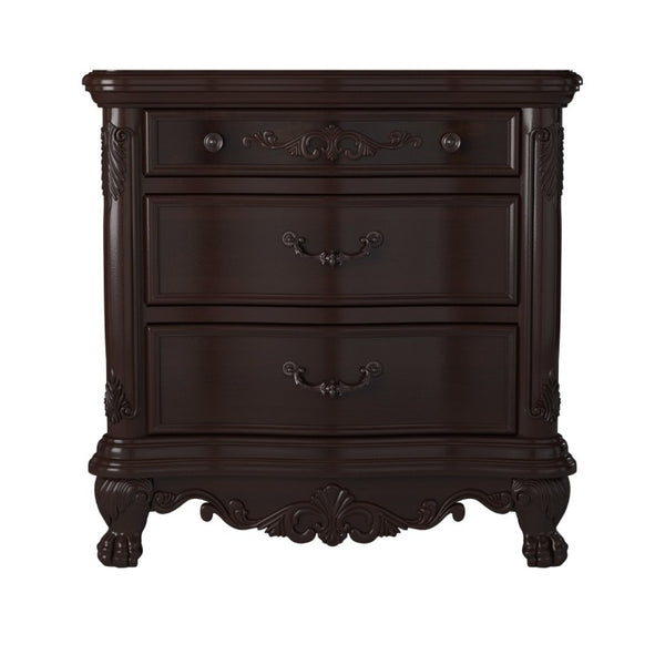English Elm Nightstands Traditional Cherry Burl Veneer Set of 2 with Claw Feet and Gold Accents B011P567011