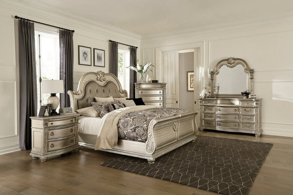 English Elm Nightstands Set of 2 Marble Top Birch Veneer Carved Old World European Bedroom Pair B011P567013